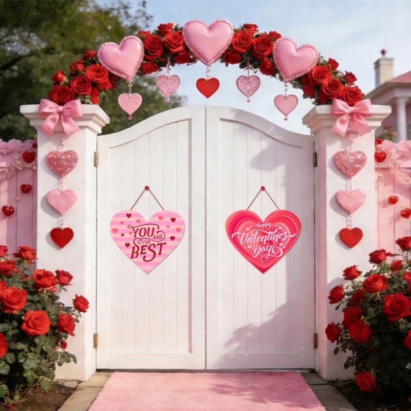 Valentine's Paper Door Hanger for Indoor Outdoor Use Includes Cord Decoration Suitable for Porch Entry