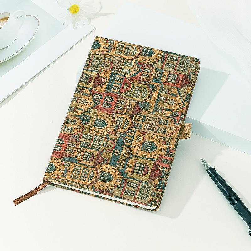 Travel Souvenir Cork Notebook A5 Notepad Retro Pattern