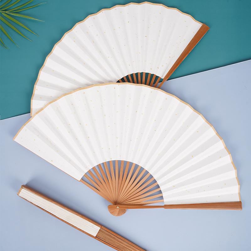 Antique-Style Chinese Bamboo Xuan Paper Fan for Dance & Ads