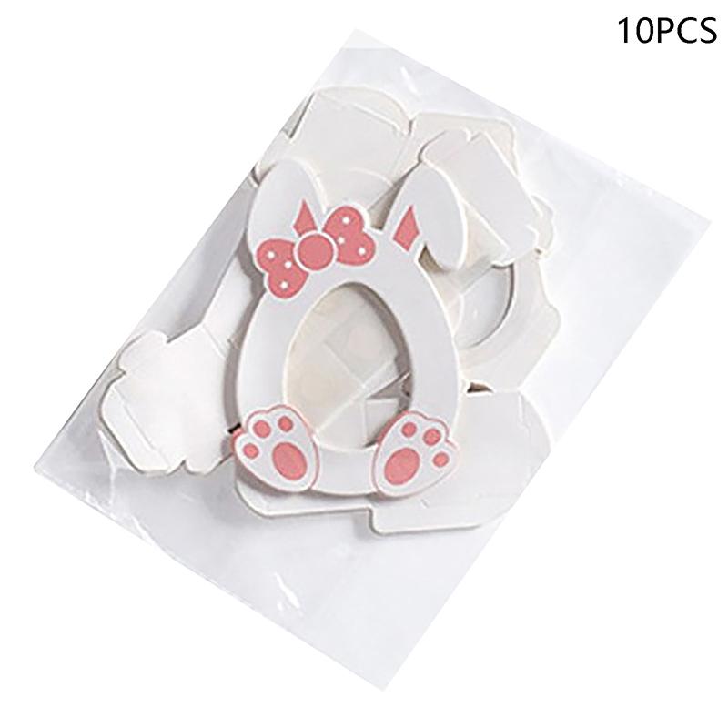 

10 шт., украшения для вечеринки по случаю дня рождения, детского душа, пасхальные, милые, пасхальные, бумажные коробки для конфет, подарочные пакеты с ушками кролика и яйцом для детей розовый