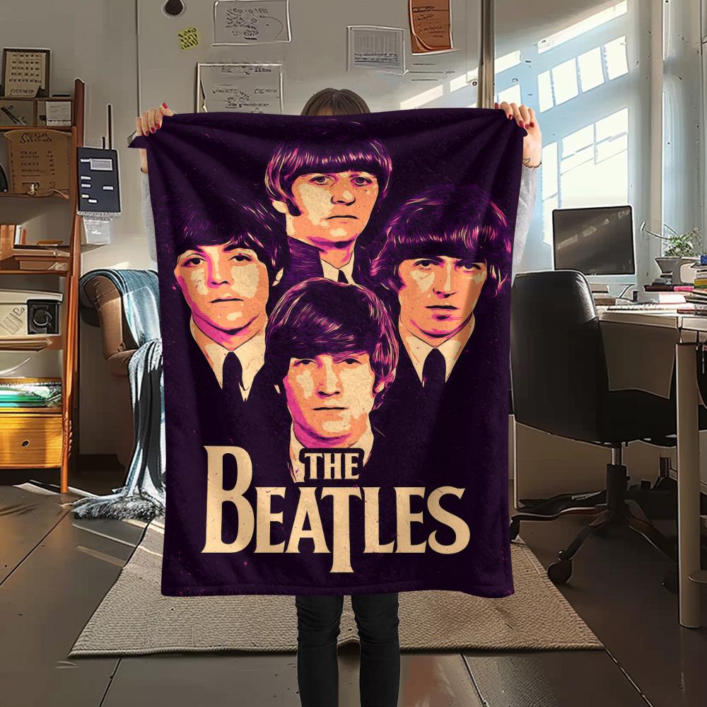 1PC Band Print FlAannel Blanket, High quality Comfortable for All Seasons, Home Decor, Warmth and Comfort