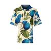 Women's Casual Short Sleeve Polo Shirt Waffle Texture Hawaiian Print Lightweight Summer Top with Buttoned Collar Relaxed Fit