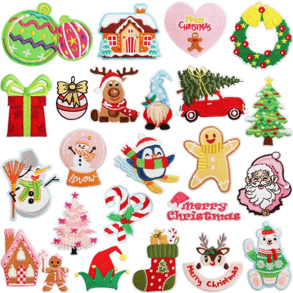 Christmas Theme Embroidery Cloth Sticker Bag Clothes Decoration Snowflake Bell Patch Sticker Gift Computer Embroidery Stamp Ironing