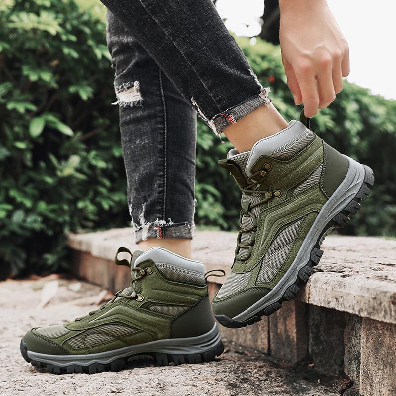 TUINANLE New Trend Men's High-Top Non-Slip Hiking Shoes Hiking Outdoor Wear-Resistant Platform Travel Boots