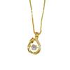 Vietnamese Sand Gold Heart Necklace with Gilded Brass Crown Pendant and Diamond Inlay In Multiple Styles