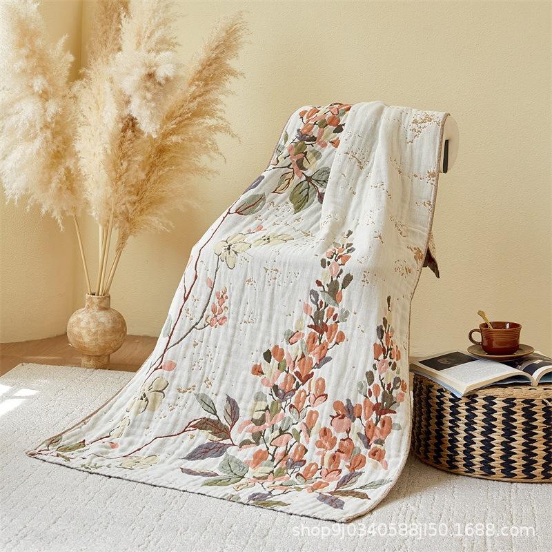 Nordic Class A Pure Cotton Gauze Bath Towel Dirt-Resistant And Non-Slip Light Luxury Leisure Blanket High-End Decorative Blanket Sofa Blanket