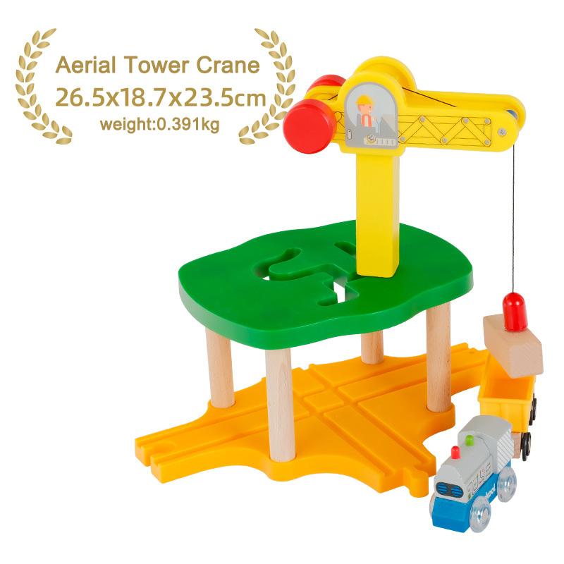 Wooden Track Accessories All Kinds Construction Tower Crane Toys Magnetic Building Compatible with All Brands Wooden Track Toys