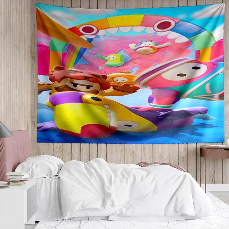 Fall Guys game Tapestry for Bedroom Aesthetic Classroom Tapestries Wall Hanging for Living Room Dorm Office,Ideal Creative Gift