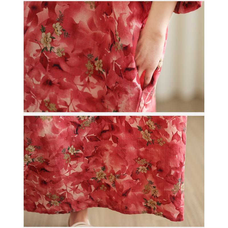 Dimanaf 2025 Women Plus Size Spring Long Basic Dress V-Neck Casual Vintage Dress Loose Floral Dress Maxi