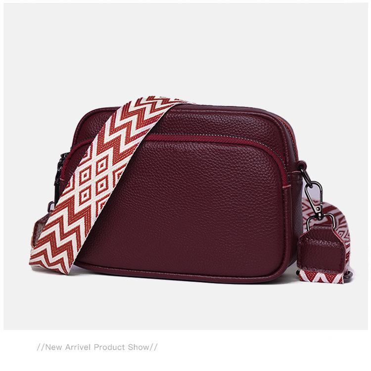 Women's Genuine Leather Crossbody Handbag - Trendy, Versatile, Small Square, Solid Color