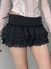 Sweet Girly Ruffle Patchwork Short Skirt - Low-Waist Knit Design