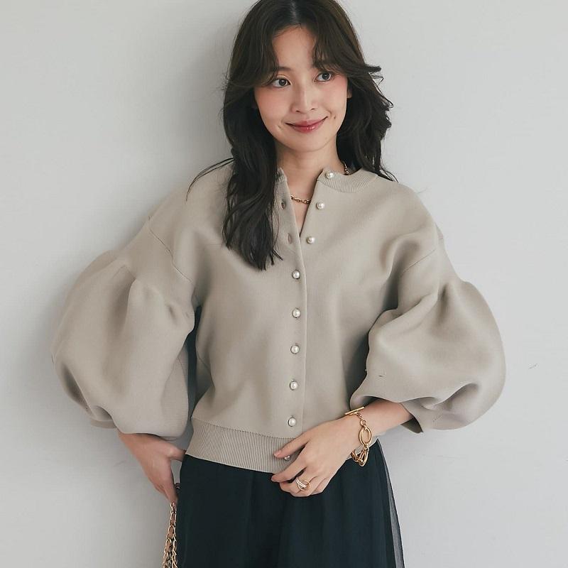 Maglione Autunno Inverno Ulzzang Coreano Donna Blu Rosa Nero Albicocca Maglia Cardigan Manica a Lanterna Lavorato a Maglia Capispalla Elegante