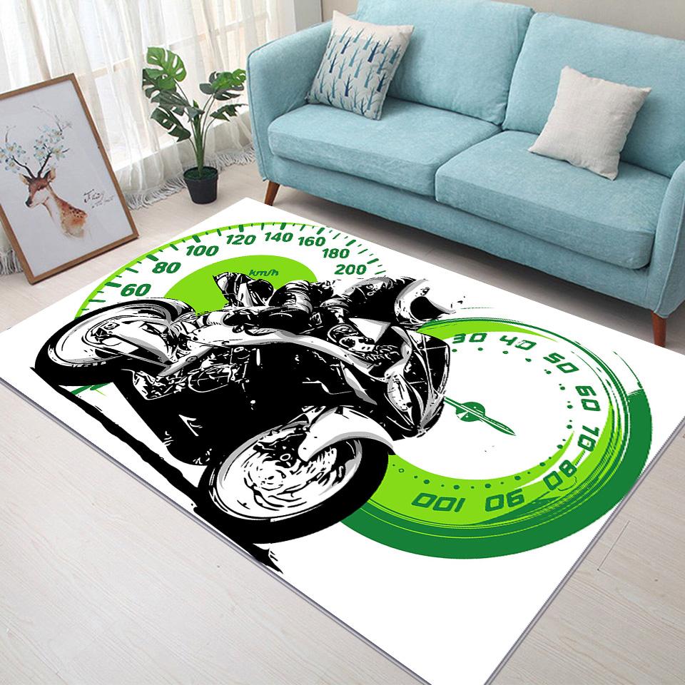 

3D Motorcycle Bike Pattern Carpet Living Room Decor Home Coffee Table Area Rug Bedroom Boy Room Floor Soft Anti-Slip Bedside Mat 40x60cm 16x24 inch