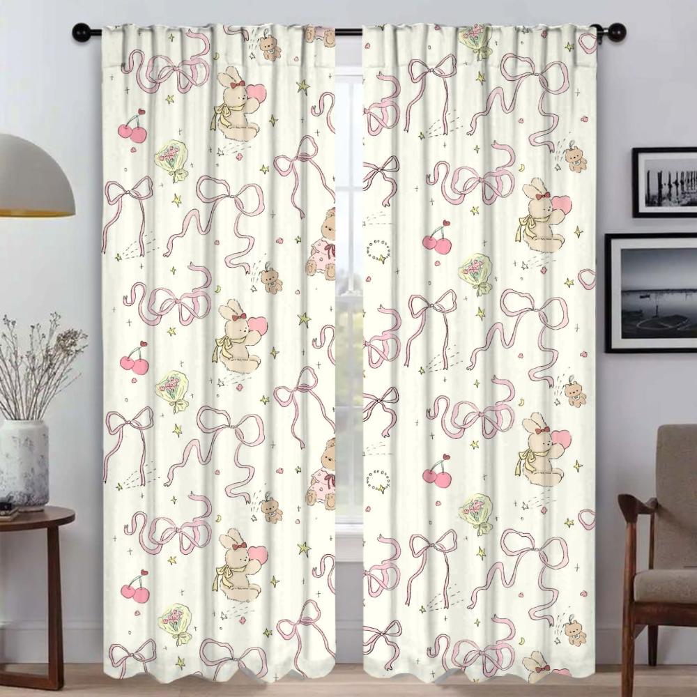 Kawaii Zwierzęta Zasłony Wystrój Domu 2 Sztuki Zasłona Okienna do Pokoju 2 Panele Przegroda Dekoracja Halloween Rolety Salon Dziecięcy