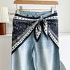 Satinseide Schal Ethnischer Stil Literarischer Stil Dreieckiger Taillenschal Gürtel Vielseitiges Accessoire Jeans Taillenaccessoire Taillenaccessoire