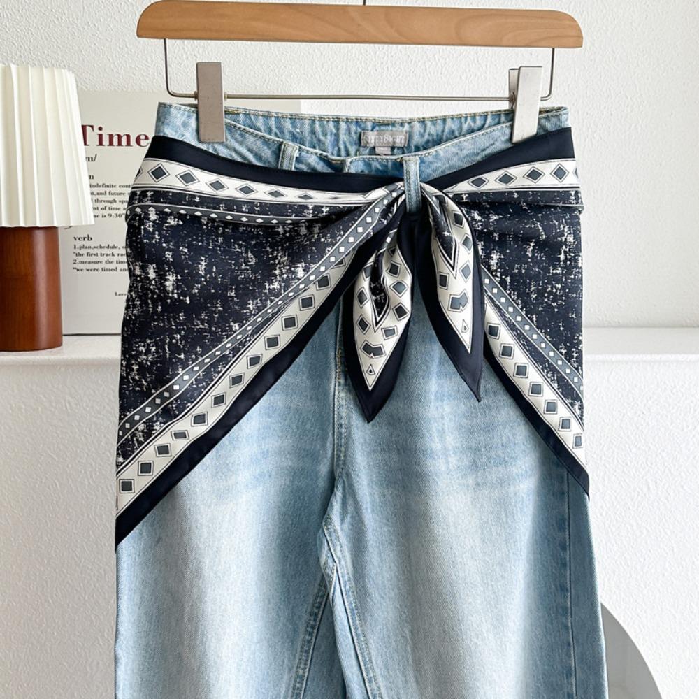 Satinseide Schal Ethnischer Stil Literarischer Stil Dreieckiger Taillenschal Gürtel Vielseitiges Accessoire Jeans Taillenaccessoire Taillenaccessoire