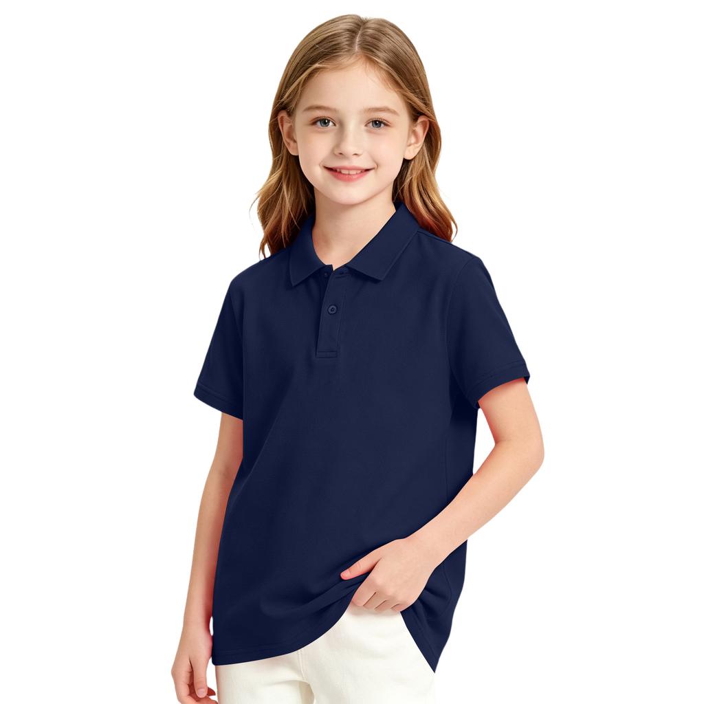 Girls' Short Sleeve School Uniform T-Shirt Casual Dress Top for Everyday Wear