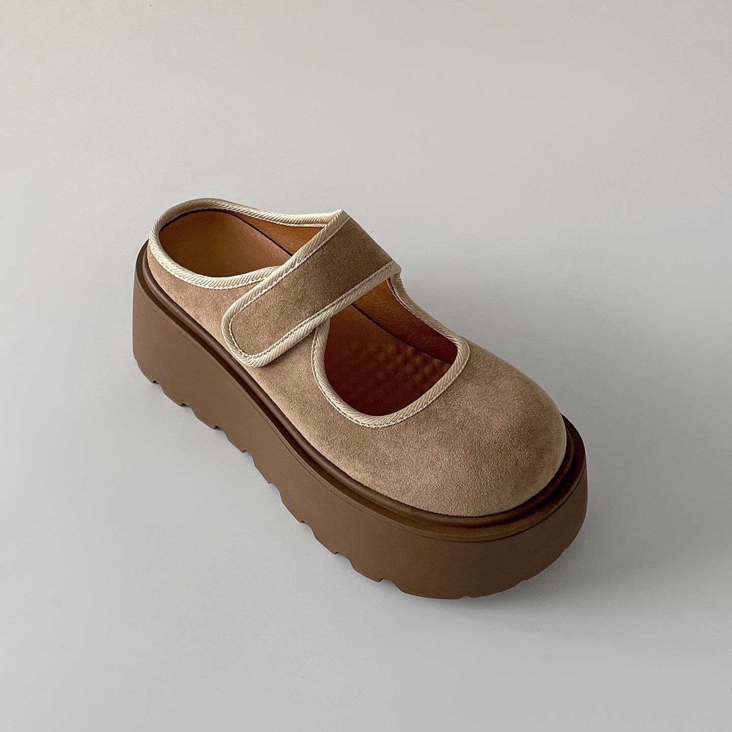 

Queen Fan retro thick-soled Birkenstock head slippers women s summer wear 2025 new height-increasing Mary Jane half slippers 39