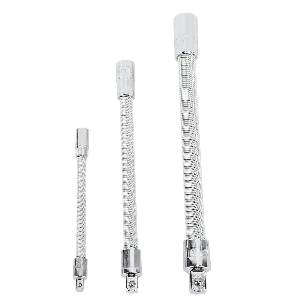 3pcs Flexible Extension Bar Shaft Set Stainless Steel Bendable Flexible Socket Extension Bar for Repairing Tool