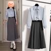 Women's Professional Spring-Autumn Suit Set: Formal Top & Skirt for Postgraduate Exams, Commuting, Teacher Interviews, or Formal Occasions.