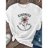 Women's "Kindness and Freedom" Floral Print T-Shirt New Casual Short Sleeve Summer Top