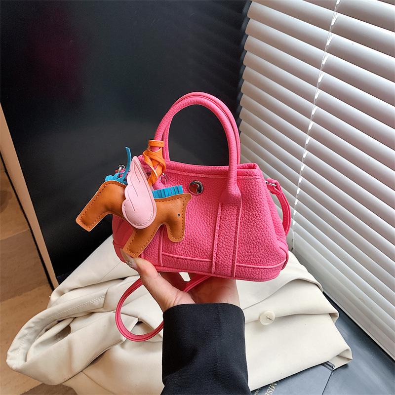 Girls' Mini Crossbody Tote Bag - Solid Color Handbag & Coin Purse for Outings