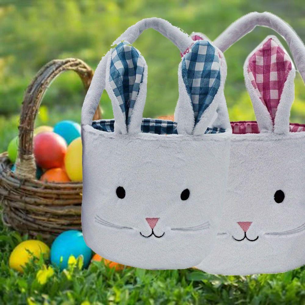 Hand-Held Easter Basket Soft Children's Easter Basket Cute Rabbit Candy Bag  Desktop