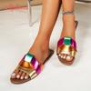 Aphixta Gold Weave Design Women Flat With Slippers Summer Beach Slides Flat Slippers Colorful Bohemian Ladies Shoes