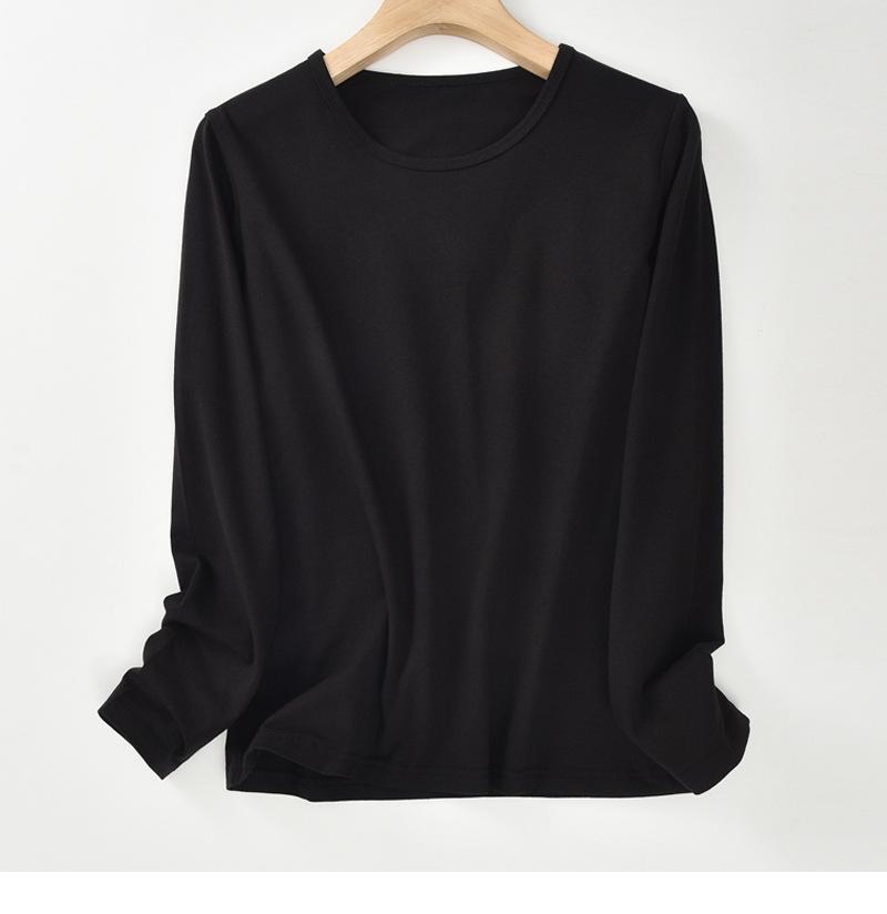 Plus Size Damen-Herbsttop mit Rundhalsausschnitt - 95 % Lycra-Baumwolle, hochelastisch, lange Ärmel, warm.