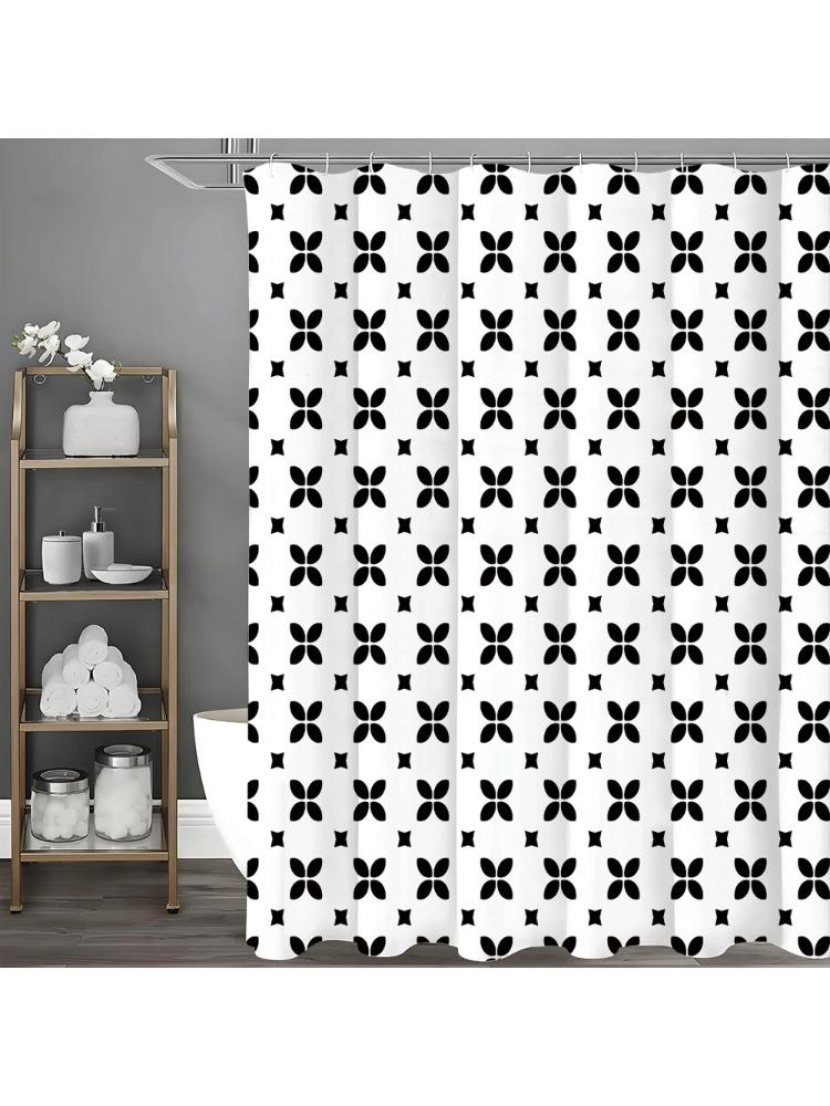 

Clover Continuous Decorative Pattern Shower Curtain, Bathroom Decorative Shower Curtain, Waterproof Shower Curtain With Hooks W60H190(CM)-1 Pcs