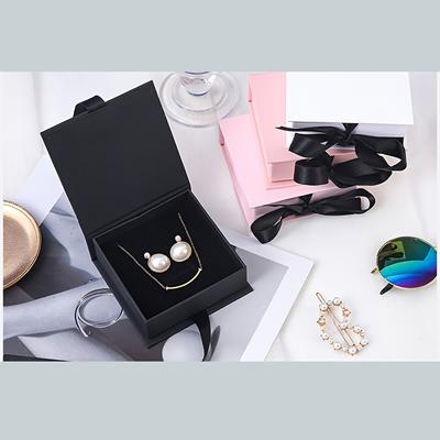 1pc Jewelry Packaging Box, Ribbon Flip Box, Jewelry Gift Storage Box, For Earrings Rings Necklaces Bracelets Pendants