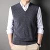 New Autumn and Winter Men's Sleeveless Sweaters Solid Color Warm Vest Cardigan Men's V-neck Vest