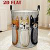 Round Laundry Basket with Cat Embroidery Pattern, Multi-purpose Storage Bin for Clothes/books, Featuring a Handle. Large Capacity Storage Basket for H
