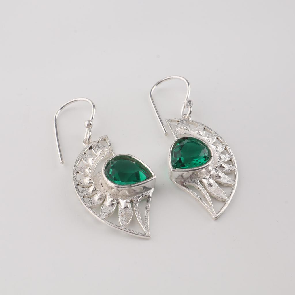 Chromdiopsid Edelstein Silberohrring, 925 Sterling Silber Schmuck, Mai Geburtsstein Geschenk, Eleganter Ohrring, Thanksgiving Geschenk Für Sie CE-26-4