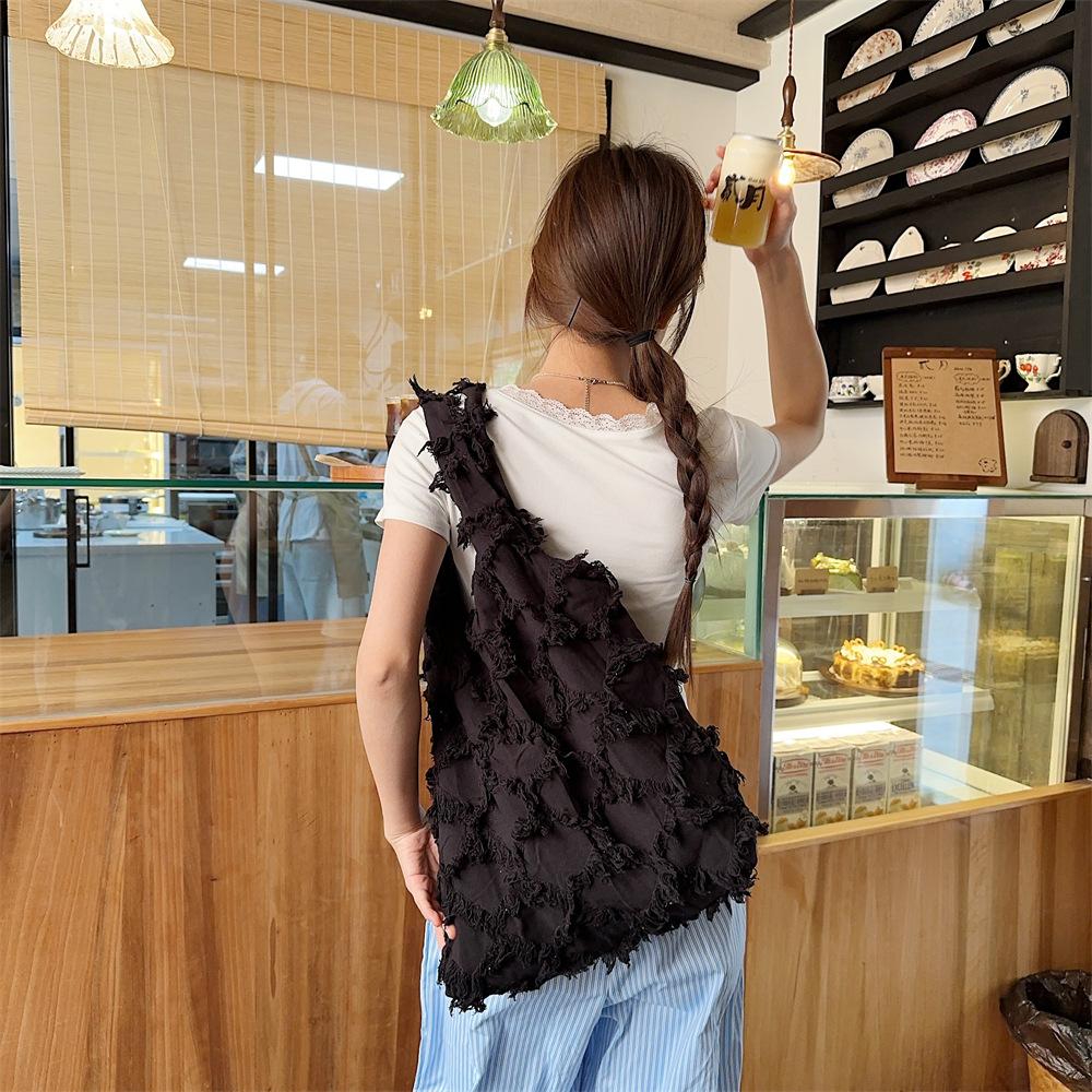 Tassels Diamd Women's Shoulder Bag Large Capacity Female Vest Shopping Bags Soft Canvas Ladies Commute Tote Purse Handbags