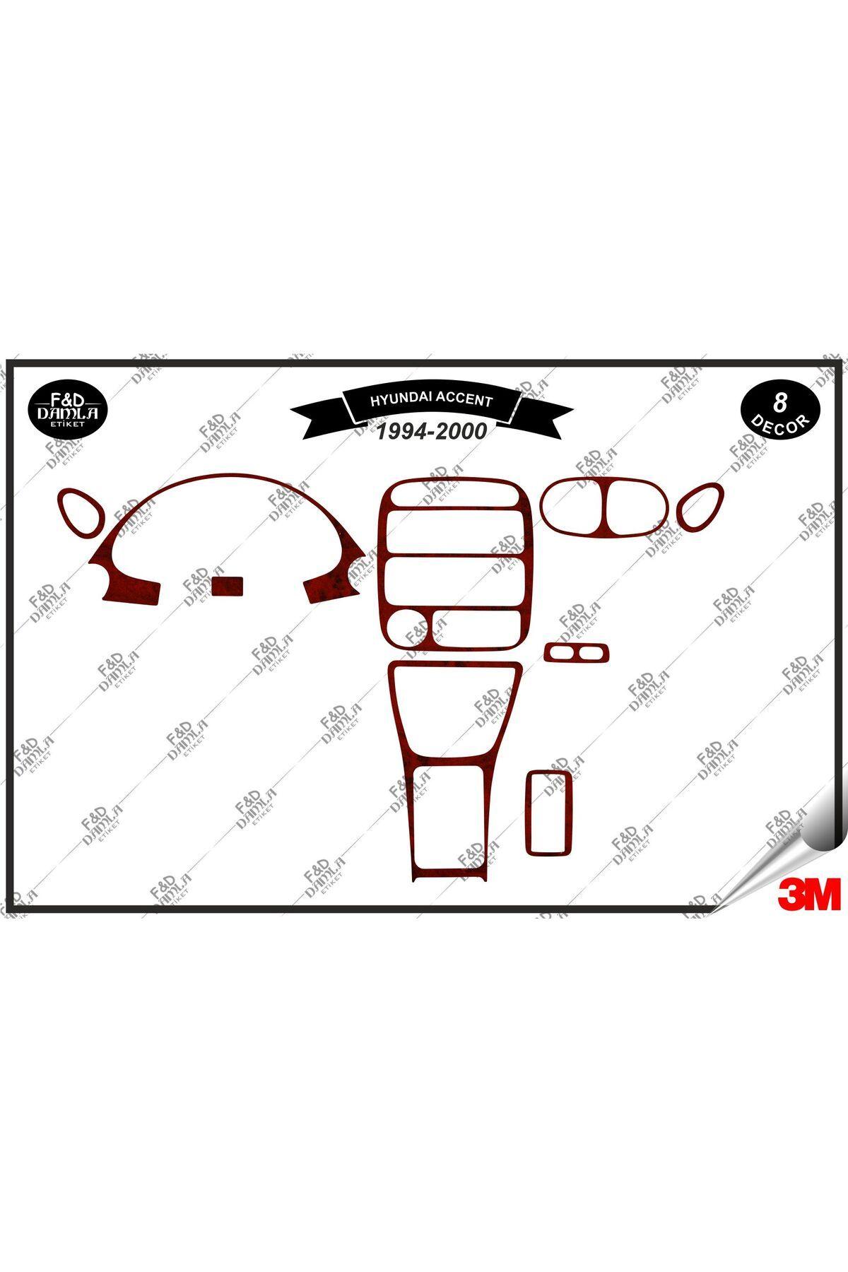 

Hyundai Accent 1994-2000 Torpido Konsol Trim Göğüs Maun Kaplama Set 8 Parça Maun
