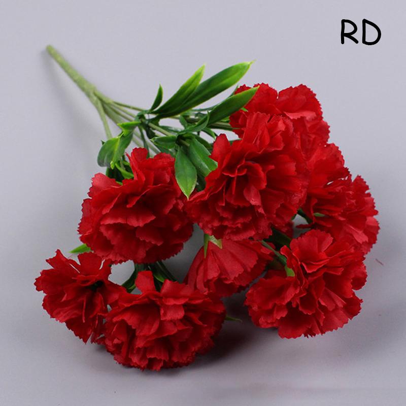 10 Heads Artificial Carnation Home Decoration Multi Color Beauty Silk Fake Flower Especial For Wedding And Festival Decoration