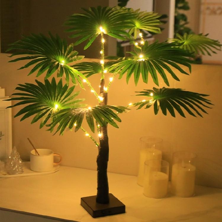 Realistic Glowing Plastic Palms Tree With LED Bulbs Great Decorative Table Lamp For Nighttimes Event