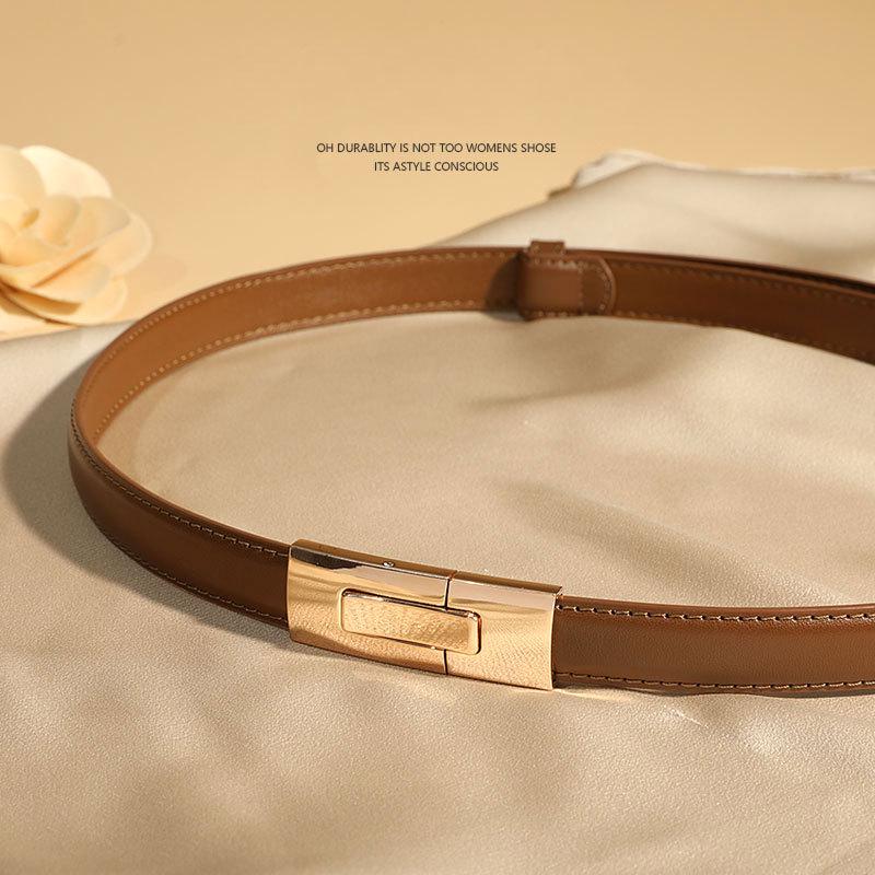 Women's 2025 Black Genuine Leather Waist-Cinching Belt for Dresses and Coats