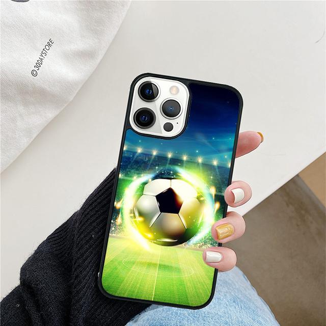 Fire Football Soccer Ball Phone Case For iPhone 17 Air 15 16 Cover 11 13 14 Pro Max 12 Plus Max Fundas