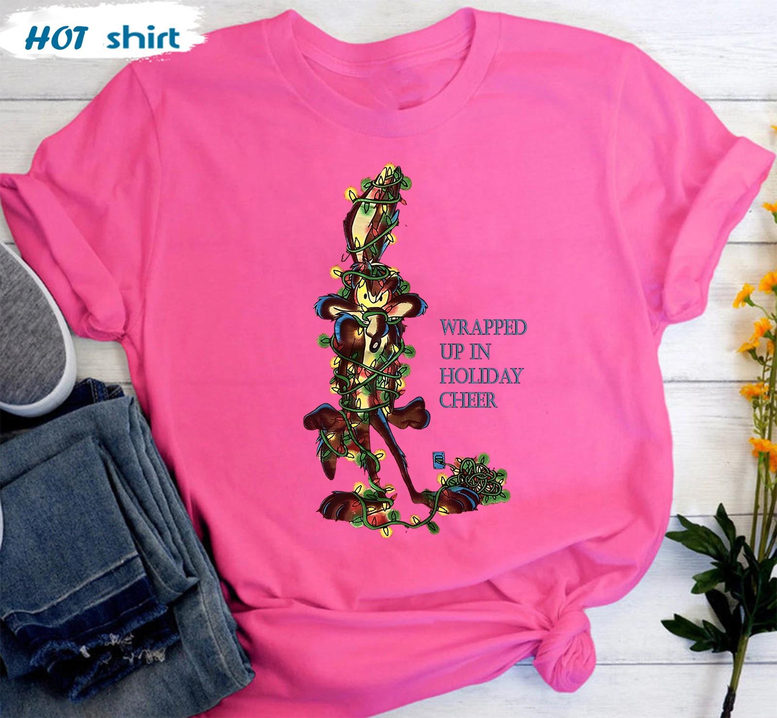 Wile E Coyote and the Road Runner Christmas Cotton Shirt Size S-4XL EG936 XXXL