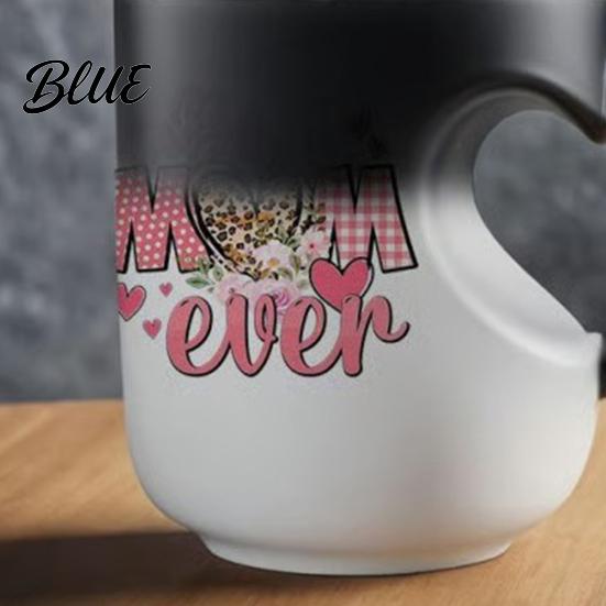 Resistant Mug Ceramic Coffee with Heart-Shaped Handle Best Mom Ever Color Changing Cup Unique Mother's Day Gift for Grandma Hot Beverage