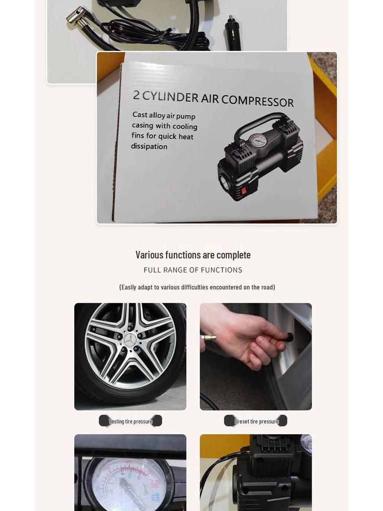 19-Cylinder Portable Car Air Pump with Light - High Power Tire Inflator