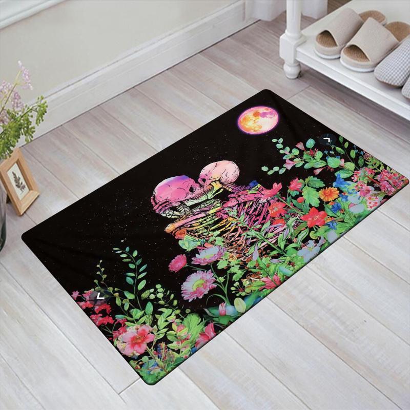 Skull Couple Carpet Rug for Living Room Bedroom Home Sofa Decoration,Kids play Non-slip Floor Mat