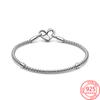 Infinity-detailed Openable Heart-shaped Clasp Studded Chain Bracelet Fit 925 Sterling Silver Murano Glass Beads Jewelry Charm