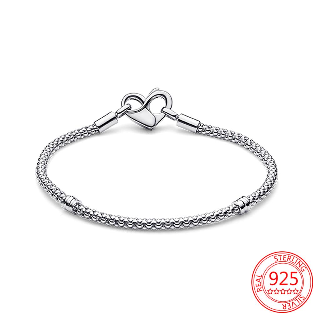 Infinity-detailed Openable Heart-shaped Clasp Studded Chain Bracelet Fit 925 Sterling Silver Murano Glass Beads Jewelry Charm