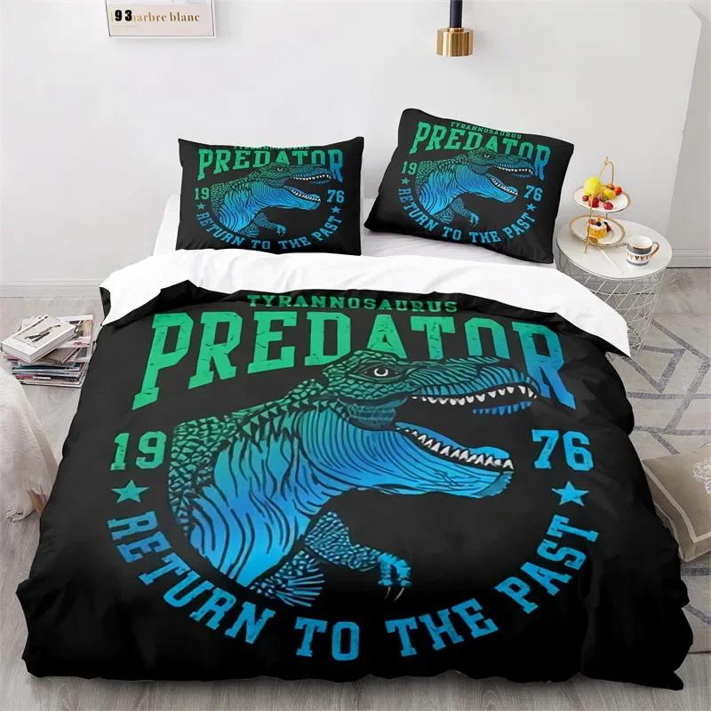 Bettbezug mit Cartoon-Dinosaurier, Mikrofaser, für Kinder, süßes Tier-Bettwäscheset, Jurassic-Serie, Doppelbettbezug für Mädchen, Jungen, Teenager