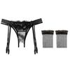 Sexy Black Silk Suspenders Integrated Lace Crotch Pants Mood Ultra-thin Knee White Stockings Uniform Temptation Garter