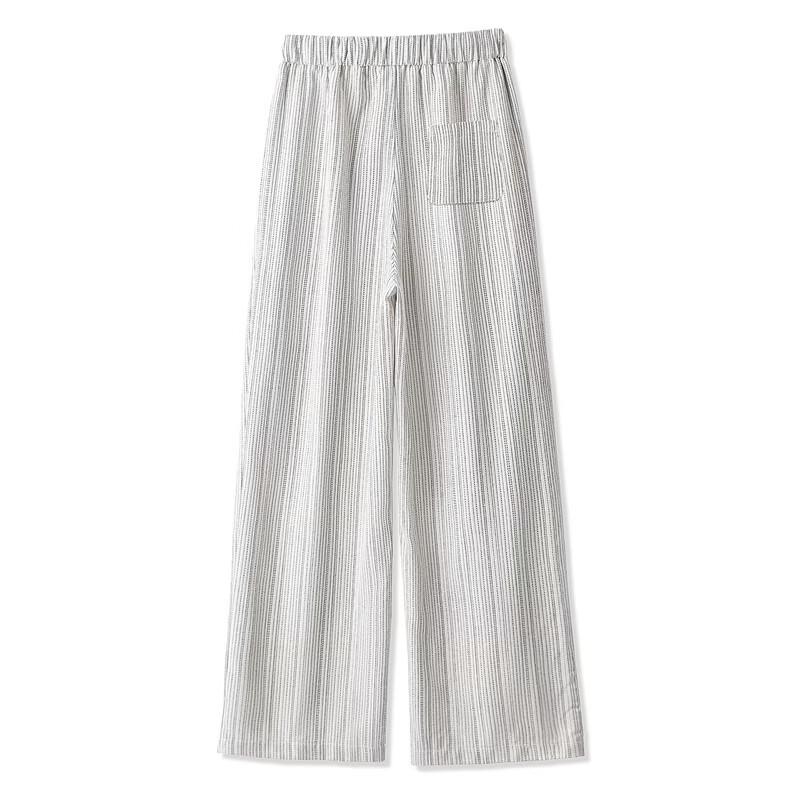 Women's Striped Linen Blend Wide-Leg Casual Pants