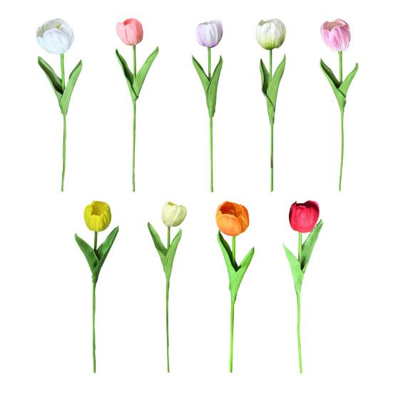 Real Touch Artificial Tulip Flower 13.7" PU Faux Tulips Lifelike Fake Tulip with Long Stem for Wedding Home Table Centerpiece Spring Garden Decor